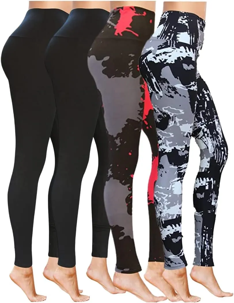 COMFY FOREVER Leggings for Women W/5' High Waist Tummy Control Ankle Length Pants Bundles