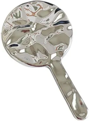 Compact Vanity Mirror Simple Handle Mirror Female Portable Makeup Mirror Hand-held Makeup Mirror Small Mirror Silver Round Makeup Mirror Salon Hairdressing Mirror (Size