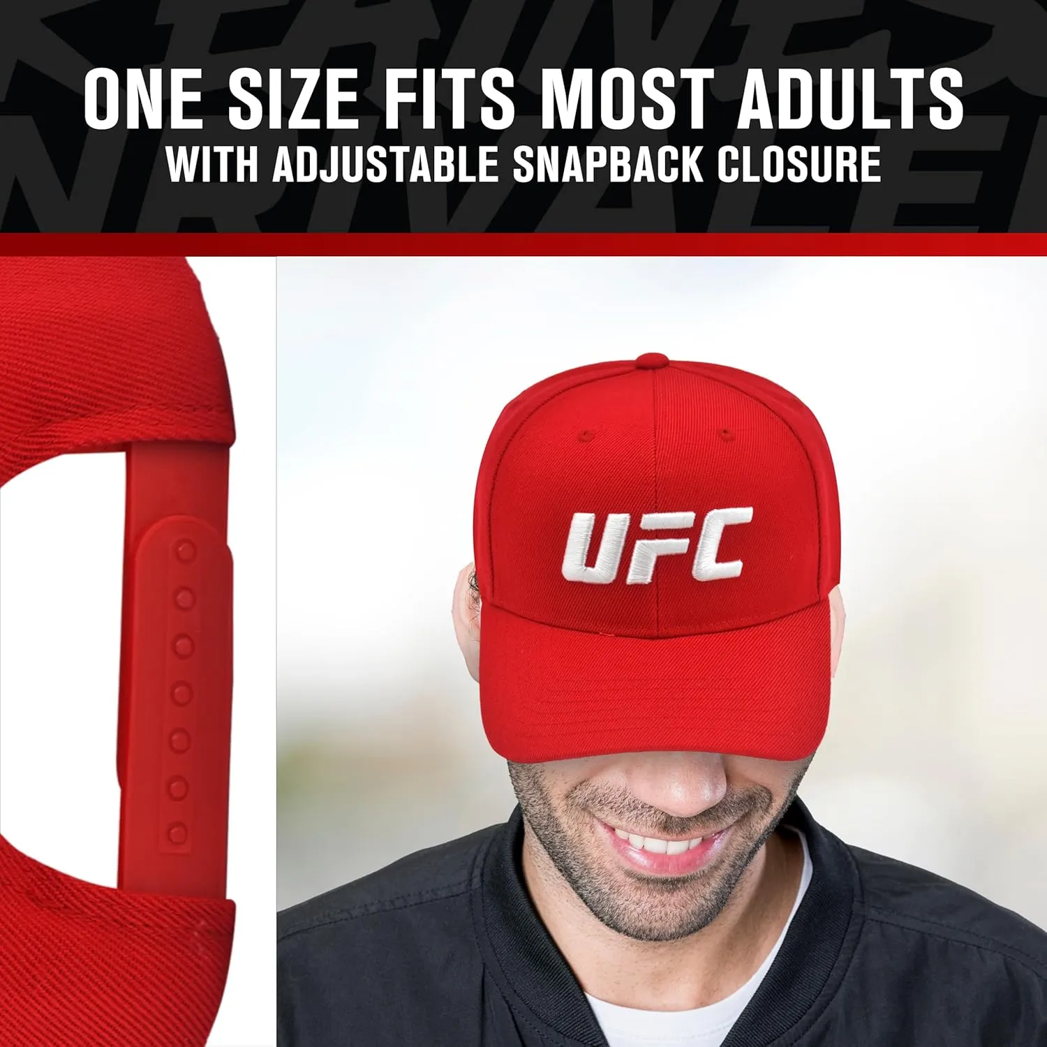 Concept One UFC Baseball Cap, Adjustable Adult Snapback Hat with Curved Brim
