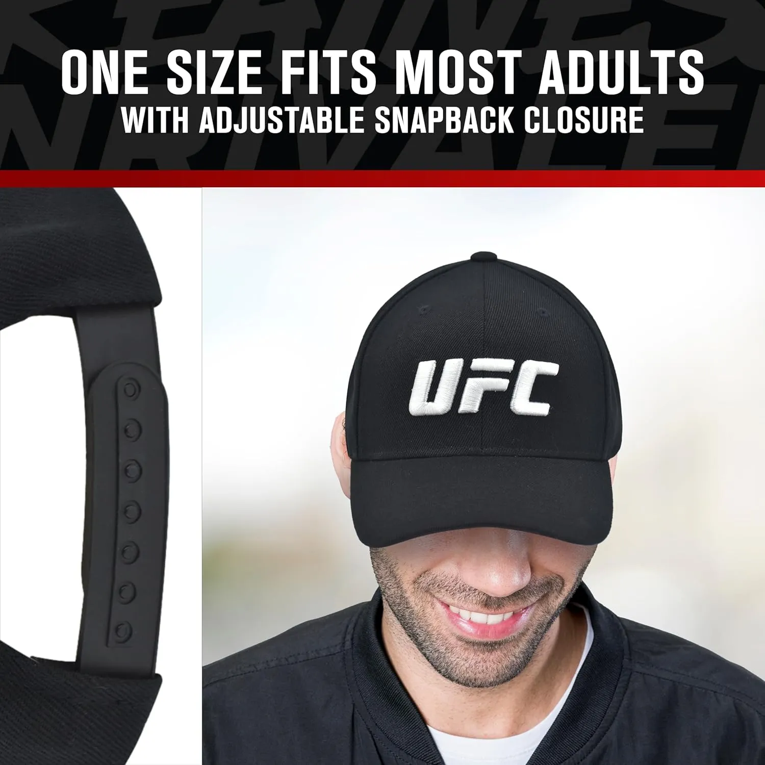 Concept One UFC Baseball Cap, Adjustable Adult Snapback Hat with Curved Brim