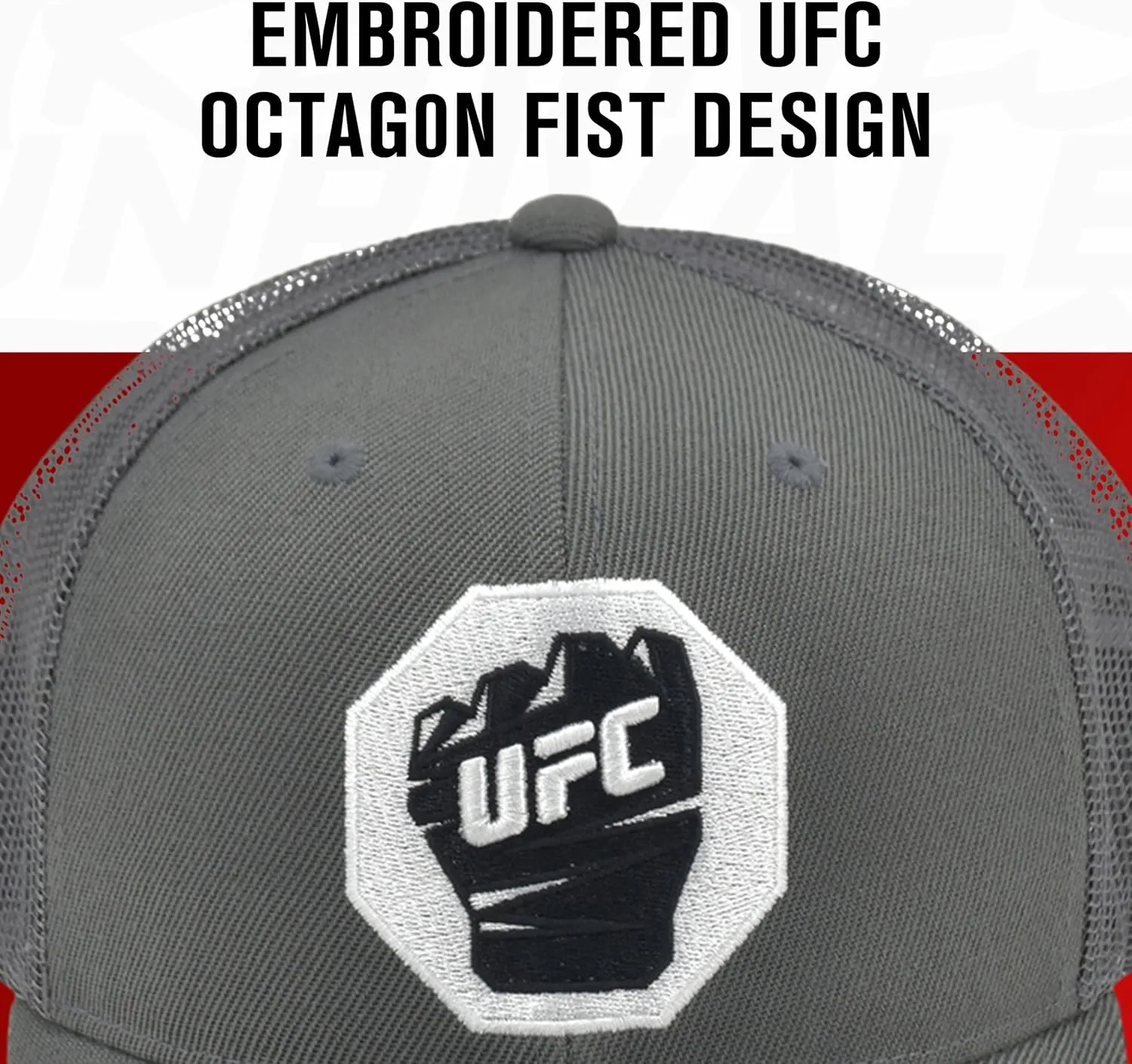 Concept One UFC Trucker Hat, Mesh Adult Adjustable Snapback Baseball Cap with Curved Brim