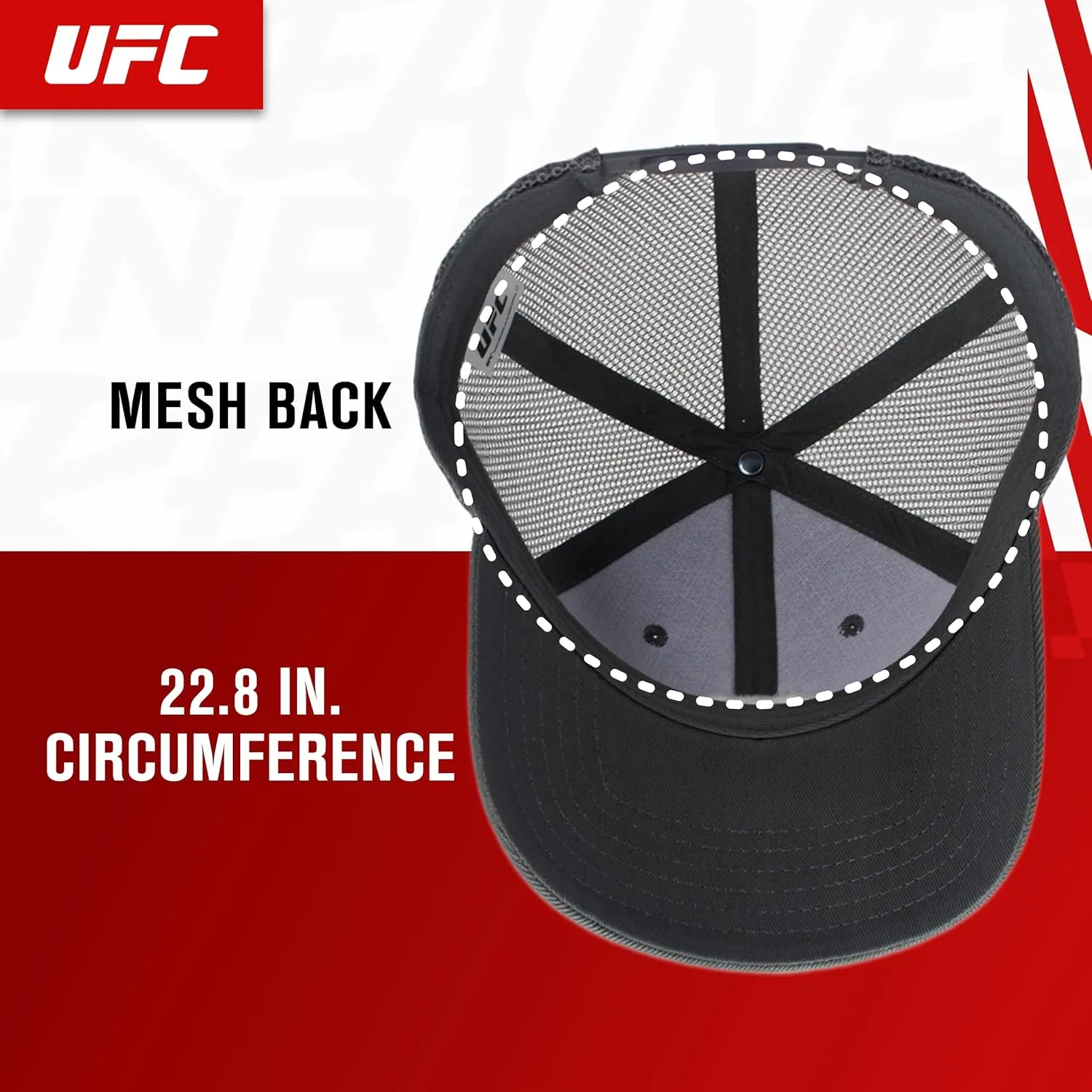 Concept One UFC Trucker Hat, Mesh Adult Adjustable Snapback Baseball Cap with Curved Brim