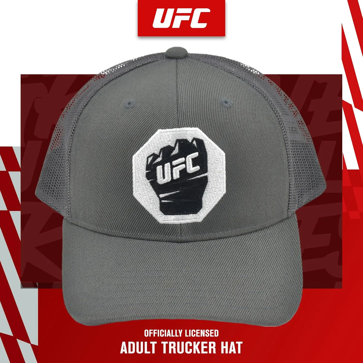 Concept One UFC Trucker Hat, Mesh Adult Adjustable Snapback Baseball Cap with Curved Brim