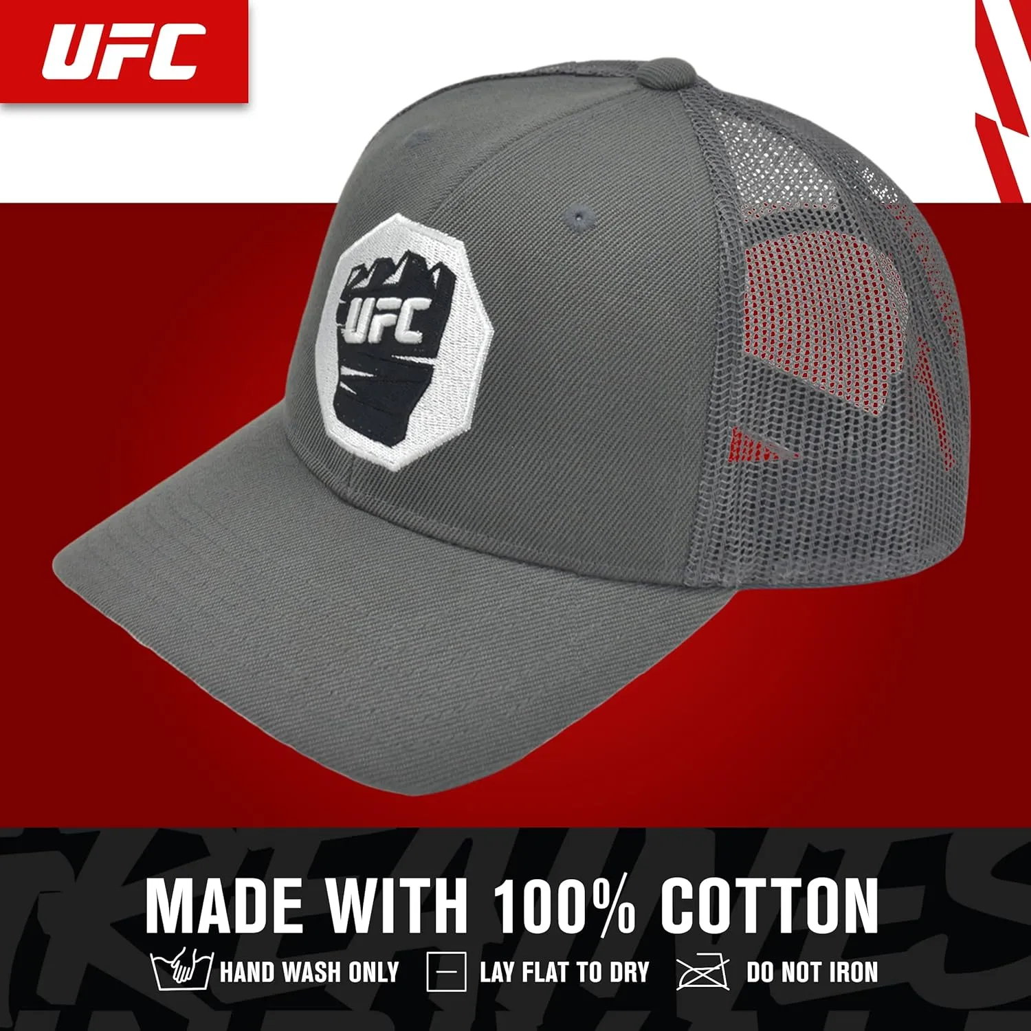 Concept One UFC Trucker Hat, Mesh Adult Adjustable Snapback Baseball Cap with Curved Brim