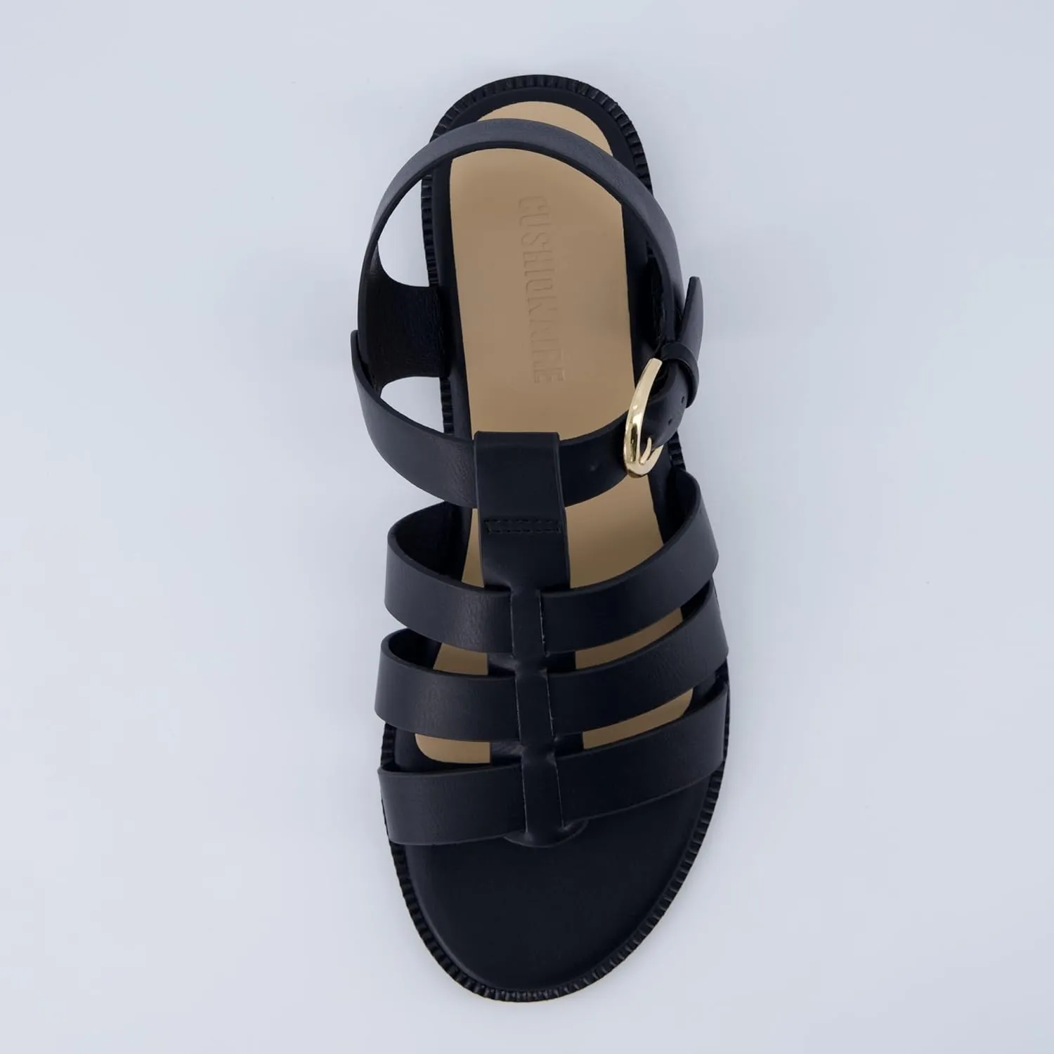 CUSHIONAIRE London Women’s Strappy Fisherman Sandal – Vegan Leather Gladiator Style with Adjustable Ankle Strap   Memory Foam
