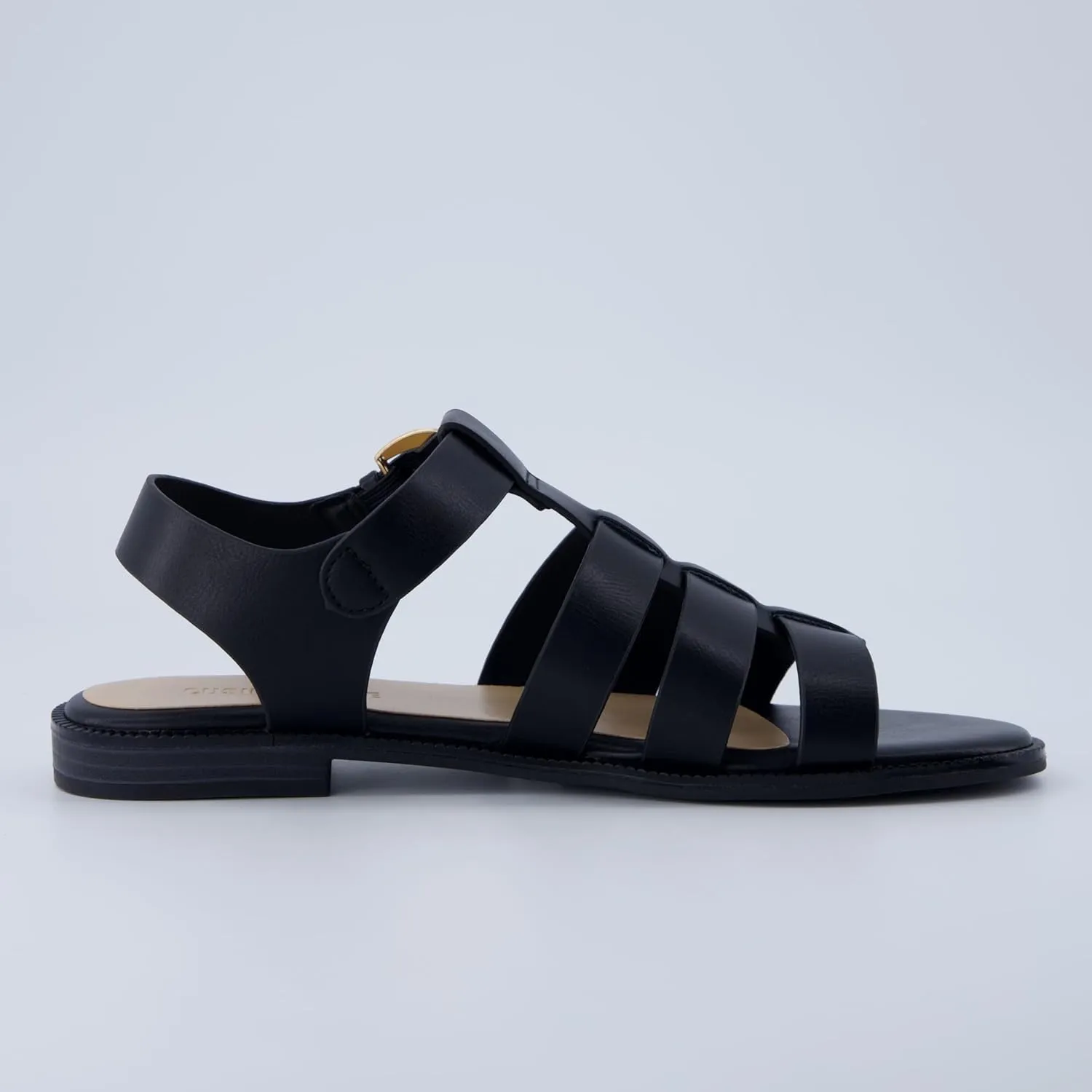 CUSHIONAIRE London Women’s Strappy Fisherman Sandal – Vegan Leather Gladiator Style with Adjustable Ankle Strap   Memory Foam