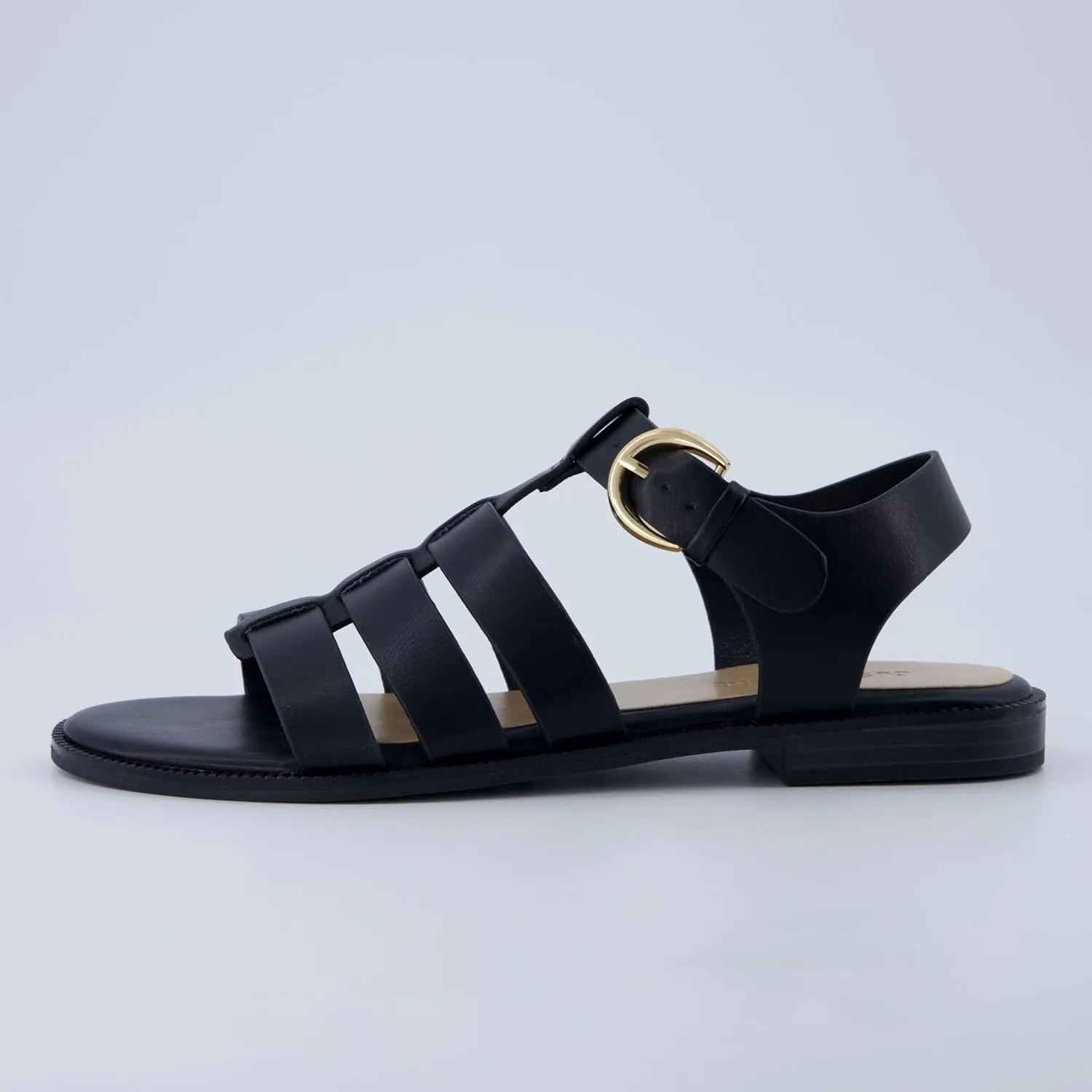 CUSHIONAIRE London Women’s Strappy Fisherman Sandal – Vegan Leather Gladiator Style with Adjustable Ankle Strap   Memory Foam