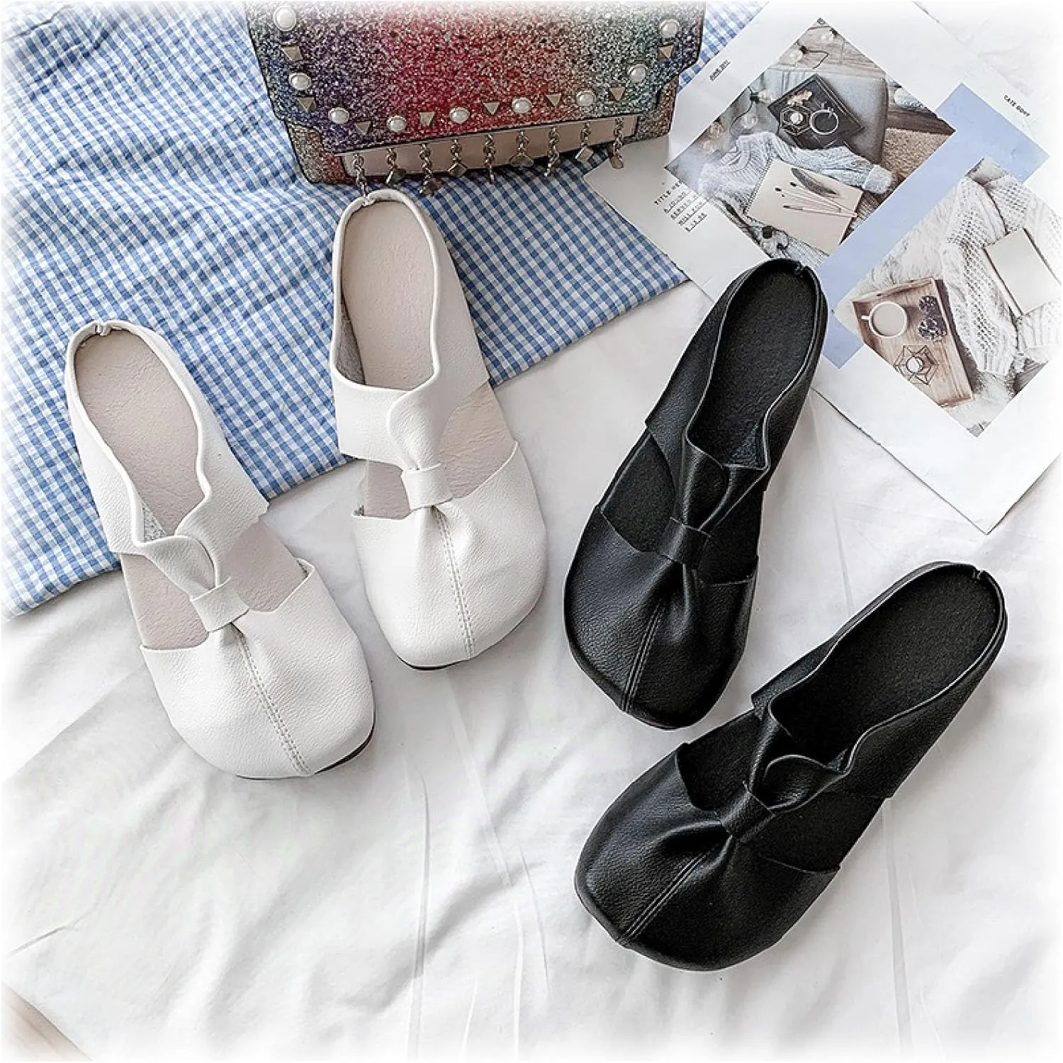 Cut Out Design Flat Mules-Cut Out Mules, 2024 New Women's Round Flat Toe Hollow Out Mules, Non-Slip Flat Mules for Women