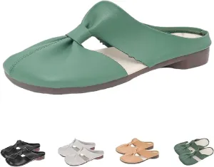 Cut Out Design Flat Mules-Cut Out Mules, 2024 New Women's Round Flat Toe Hollow Out Mules, Non-Slip Flat Mules for Women