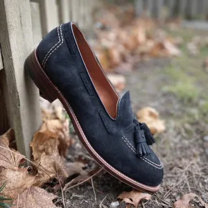 D0106 - Black Suede Tassel Loafer