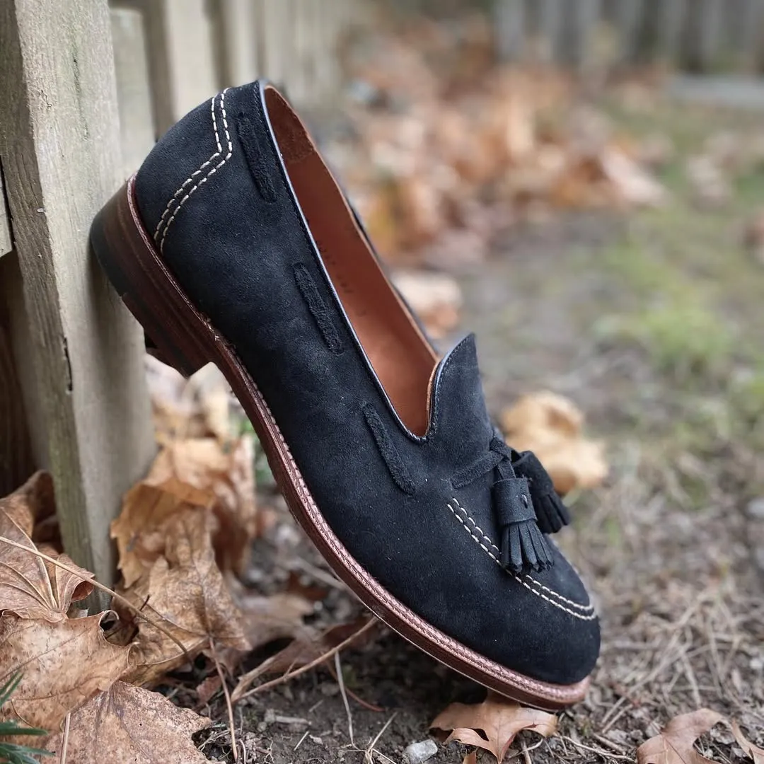 D0106 - Black Suede Tassel Loafer