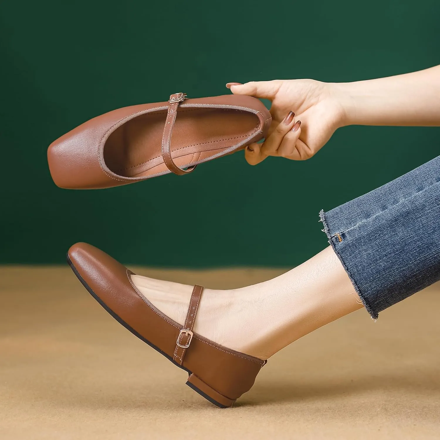 Dear Time Women's Flat Mary Jane Shoes Ankle Strap Round Toe Chinese Style Ballet Flats Casual Walking Shoes