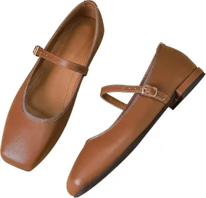 Dear Time Women's Flat Mary Jane Shoes Ankle Strap Round Toe Chinese Style Ballet Flats Casual Walking Shoes