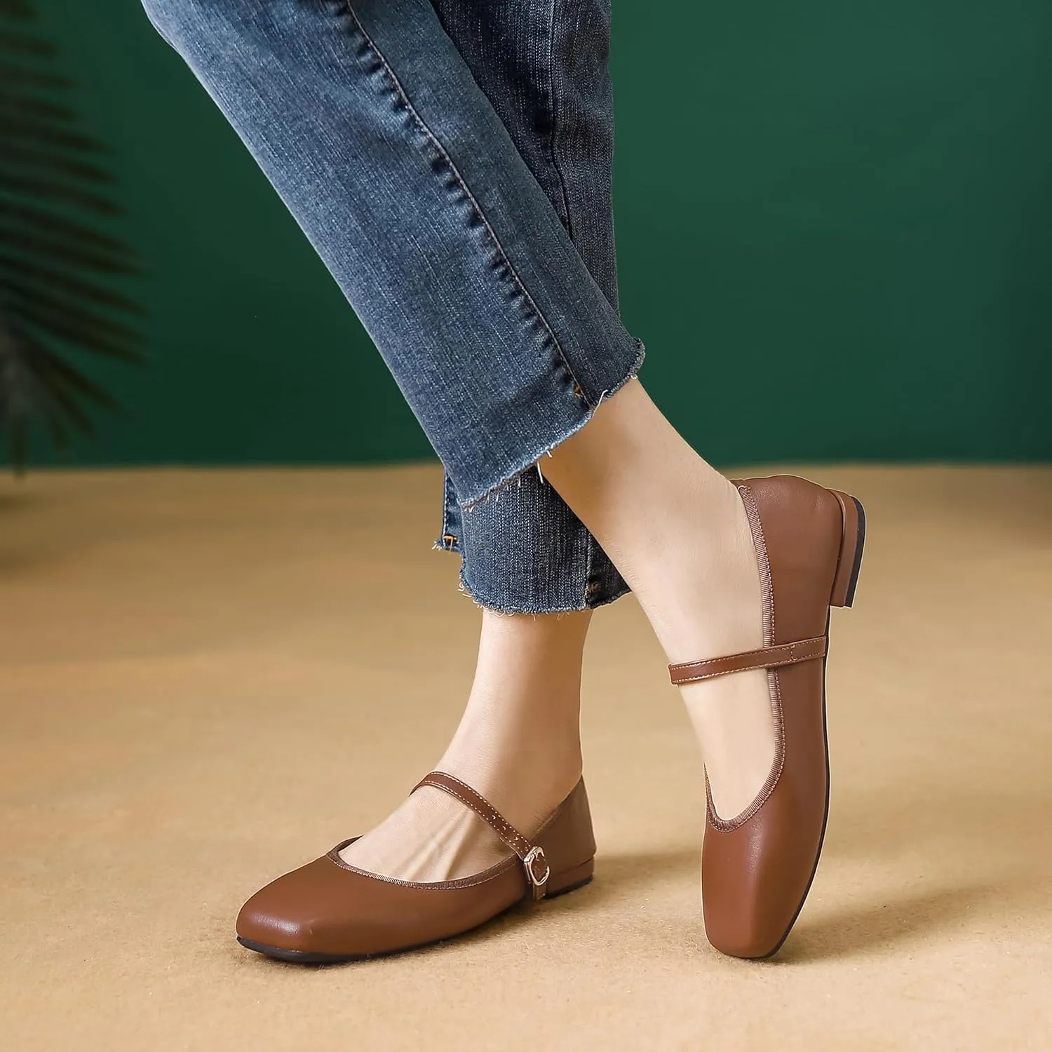Dear Time Women's Flat Mary Jane Shoes Ankle Strap Round Toe Chinese Style Ballet Flats Casual Walking Shoes
