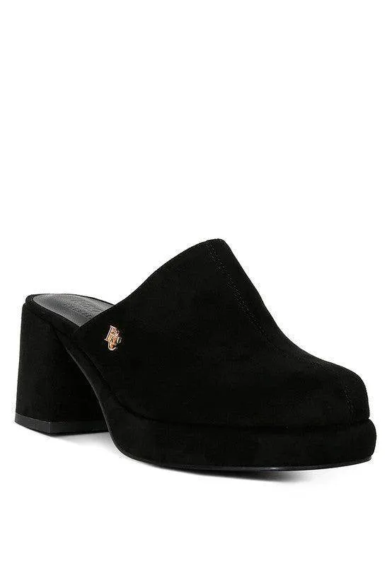 Delaunay Suede Heeled Mule Sandals