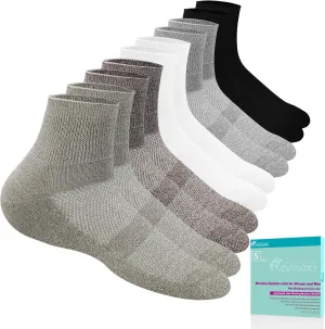 Diabetic Socks for Women Men,5 Pairs Bamboo Viscose Non Binding Diabetic Ankle Socks,Wide Seamless Socks 6-9 9-12