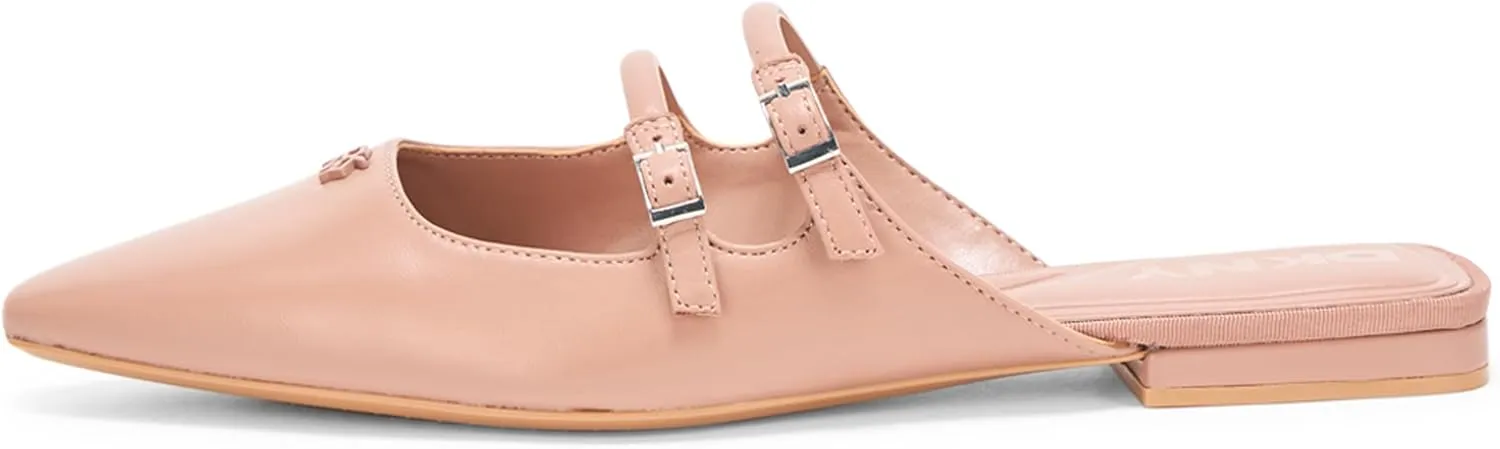 DKNY Women's Cahana Pointed Toe Flat Mule with Belt Strap Details
