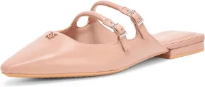 DKNY Women's Cahana Pointed Toe Flat Mule with Belt Strap Details