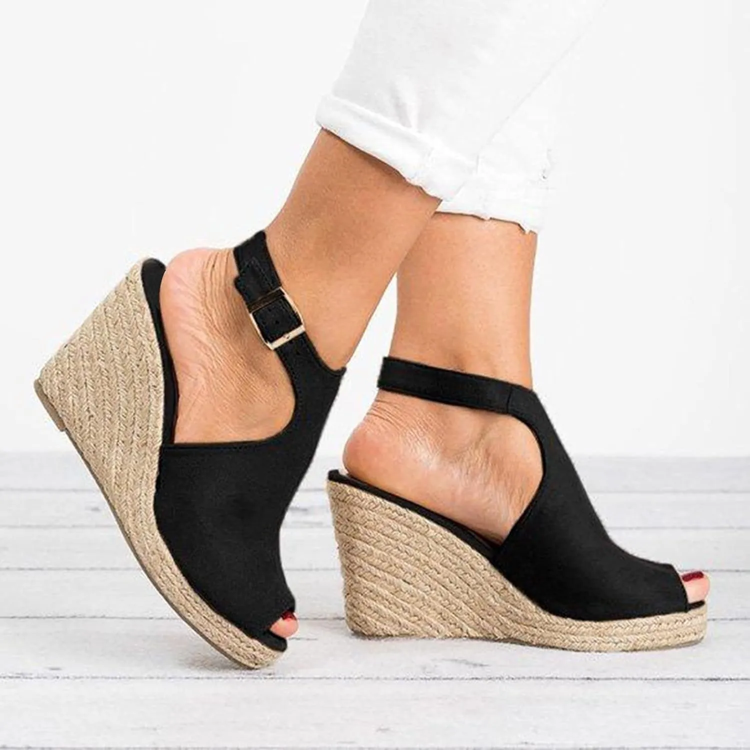Dotmalls Wedge Sandals, Summer Flat Wedge Heel Fish Mouth Casual Women's Sandals, Women's Comfy Orthotic Sandals