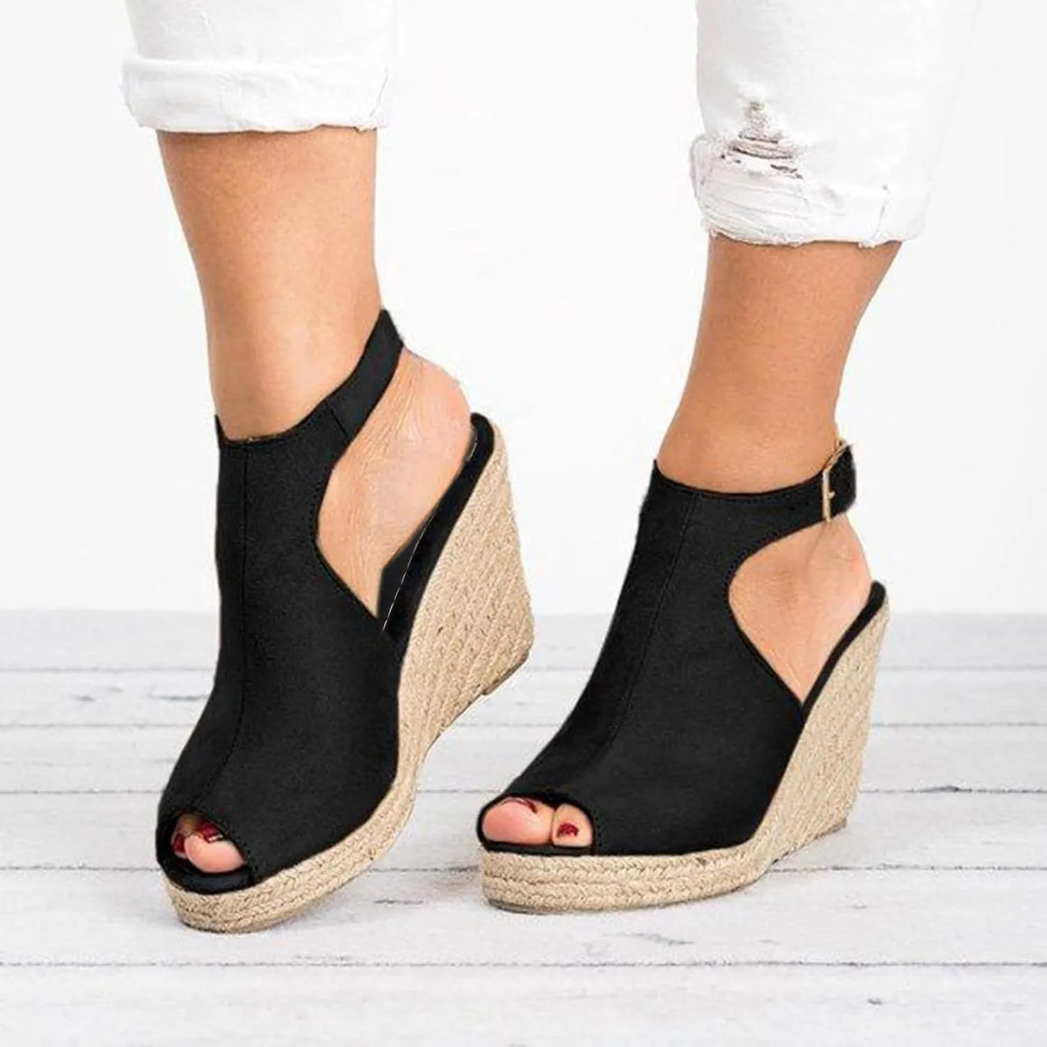 Dotmalls Wedge Sandals, Summer Flat Wedge Heel Fish Mouth Casual Women's Sandals, Women's Comfy Orthotic Sandals