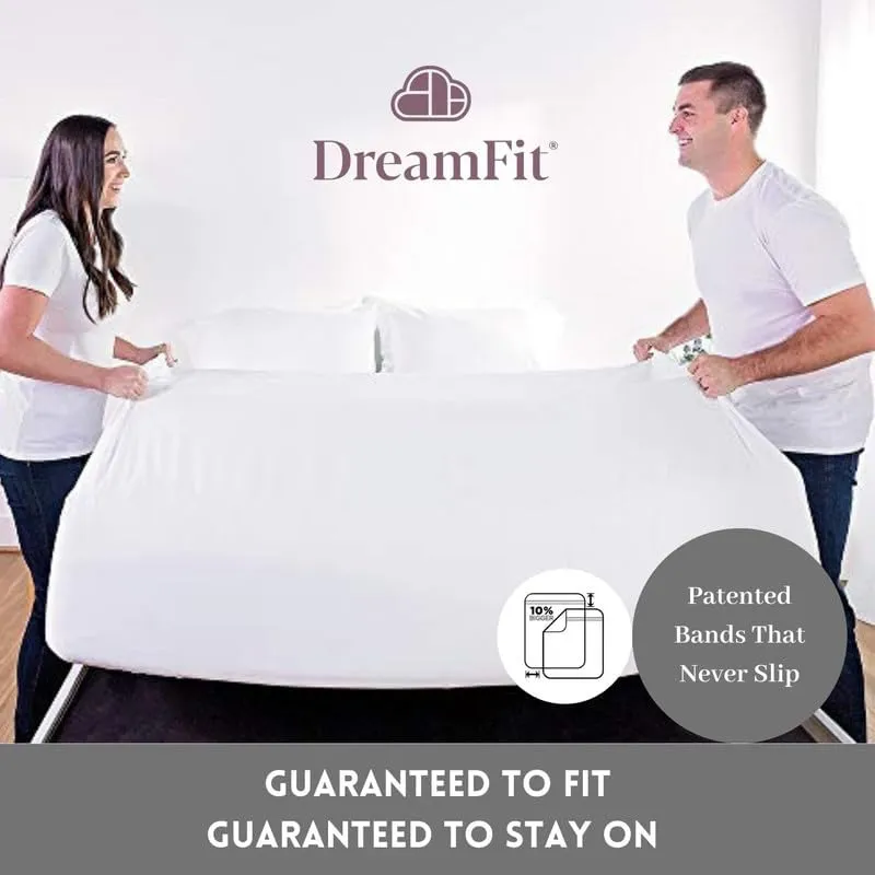 DreamFit DreamComfort Microfiber StaDry Technology Cooling Bed Sheets with Elastic Corner Straps for Extra Deep Pocket up to 20 inch Crafted in USA Queen Sheet Set Blue