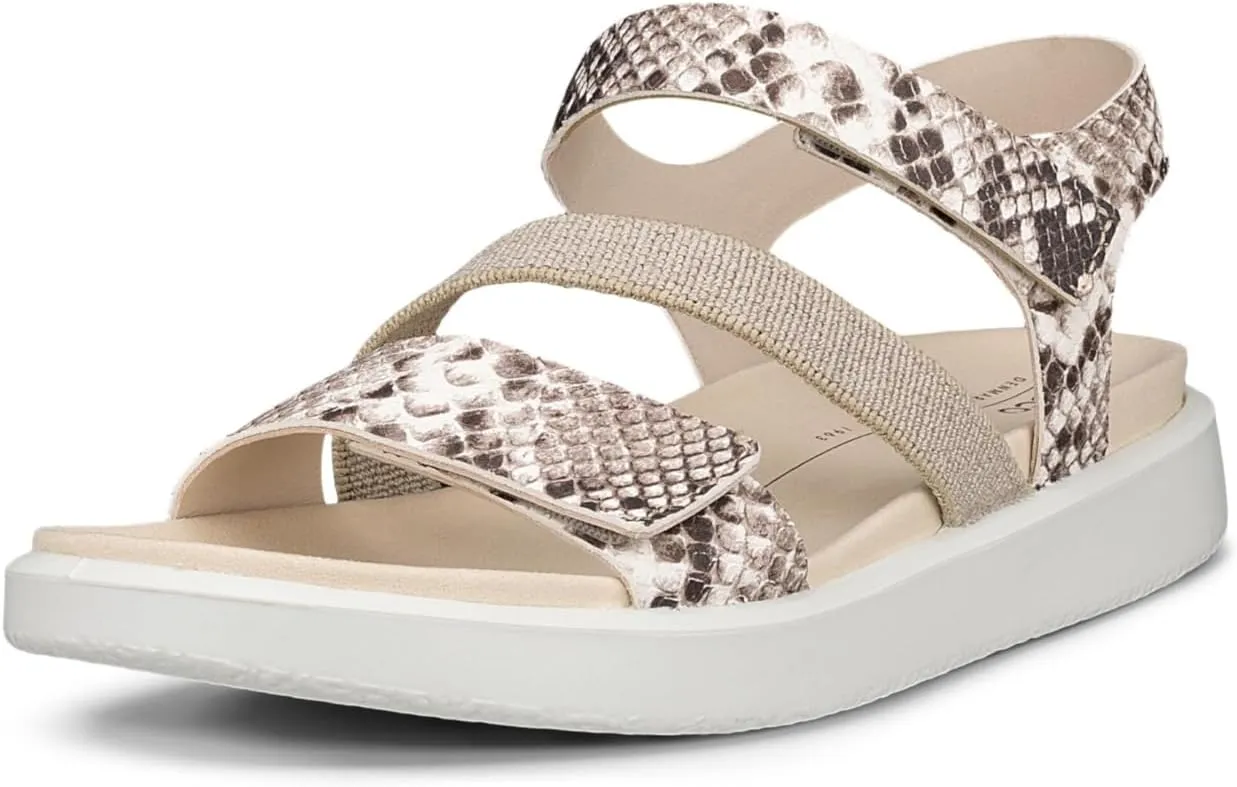 ECCO Women's Flowt 2 Band Sandal, Bright White/Python, 7-7. 5