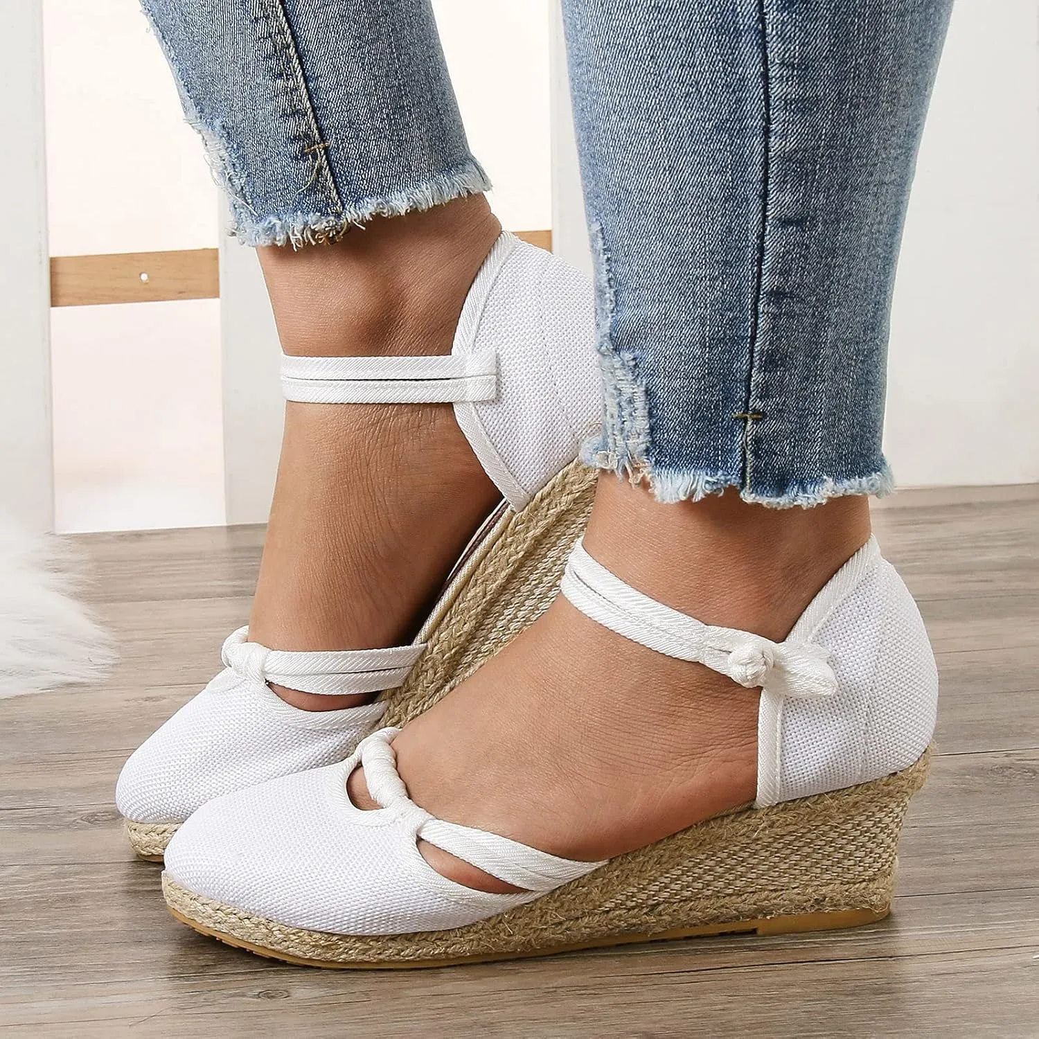 Eduavar Sandals for Women Dressy, Orthopedic Sandals for Women Comfy Espadrille Wedge Platform Sandal Close Toe Shoes