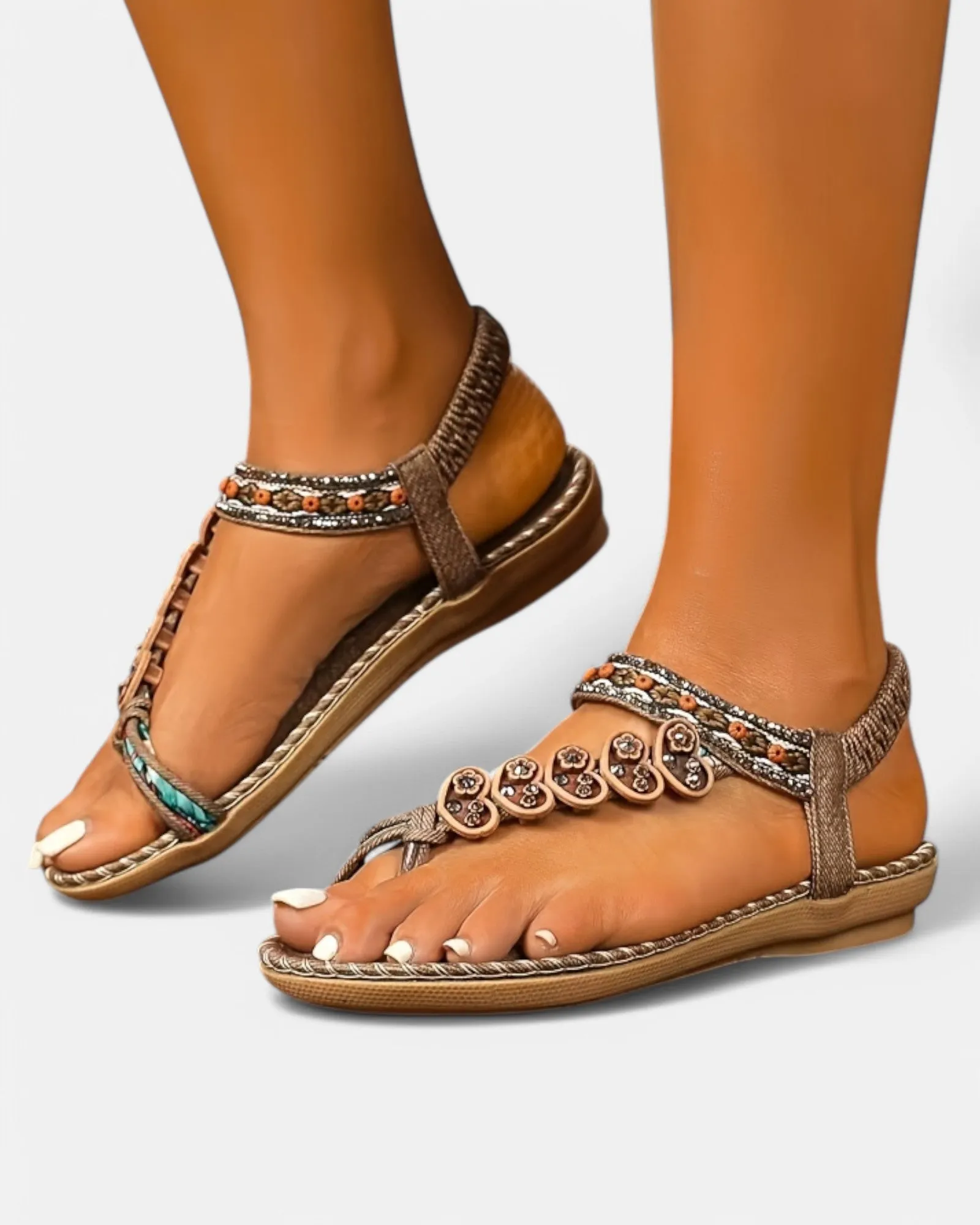 Ella – Bohemian Beaded Flat Sandals