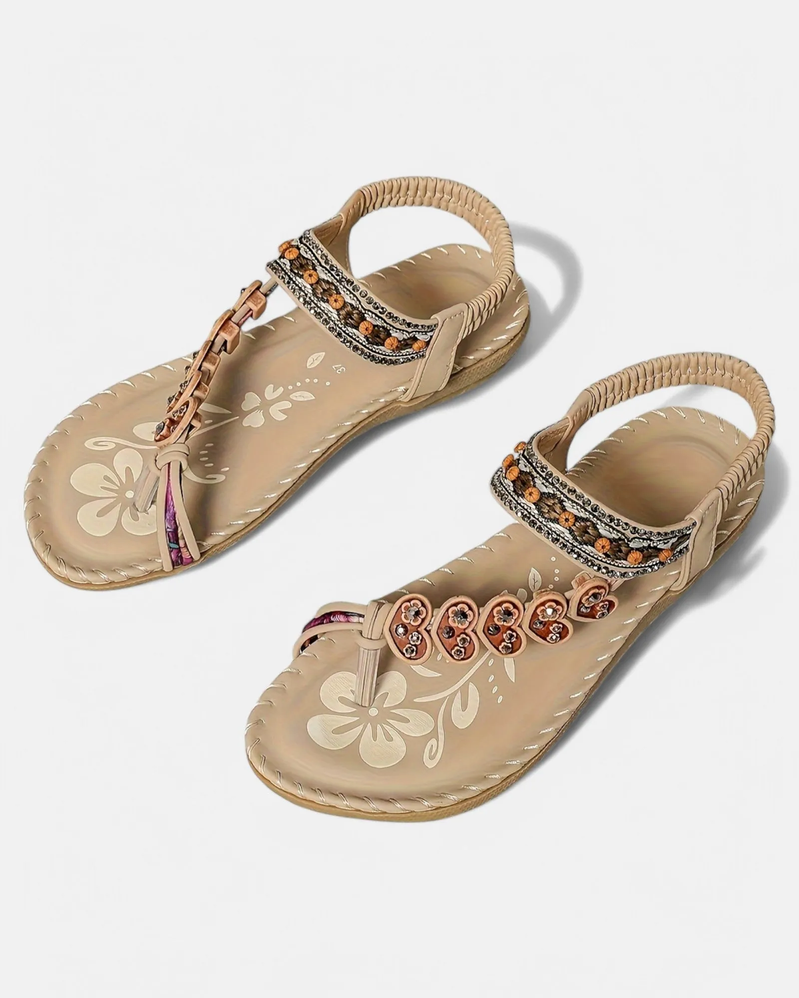 Ella – Bohemian Beaded Flat Sandals