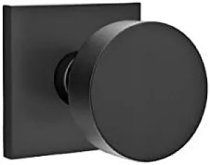 EMTEK Square Rosette Passage Set with Matching Finish Round Knob - Choice of 7 Finishes - 5110ROUUS19 - Flat Black (US19)