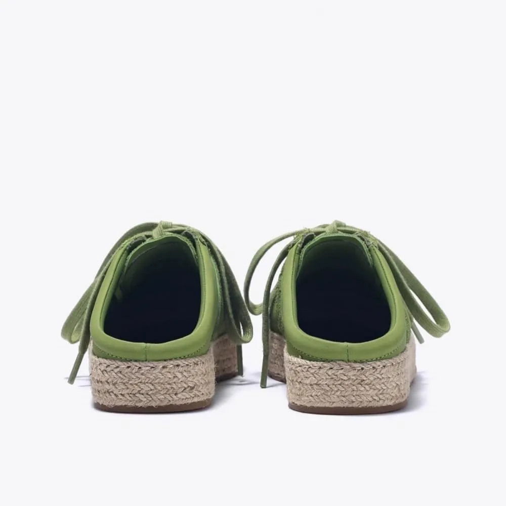 Espadrilles Sneakers Backless Tennis Shoes for Women Wide Mule Sneakers Slip on Platform Mules Non Slip Chunky Sole Lace Up Breathable Retro Cute Round Toe Lightweight Casual Slippers Office Business