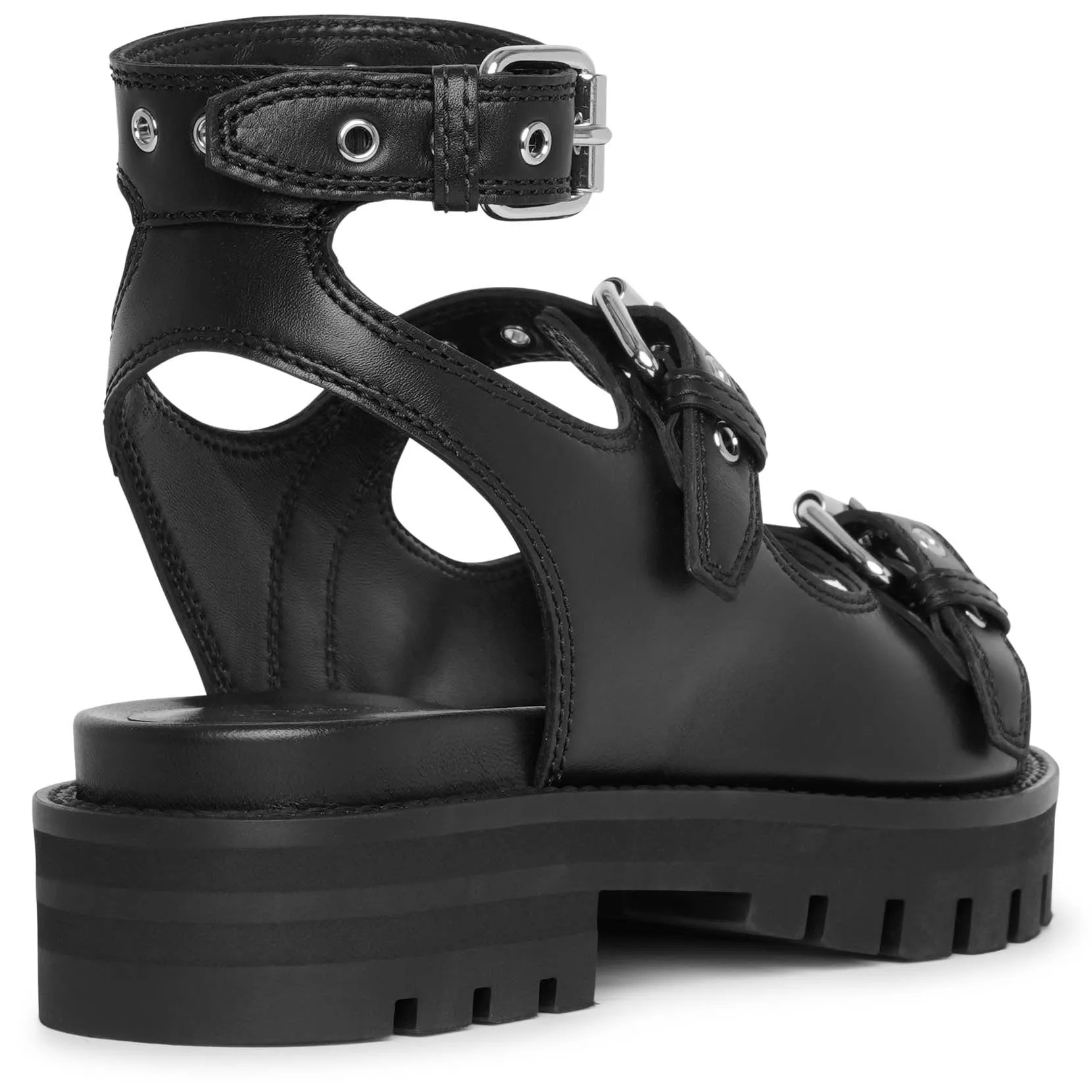 Eyelet leather chunky sandals