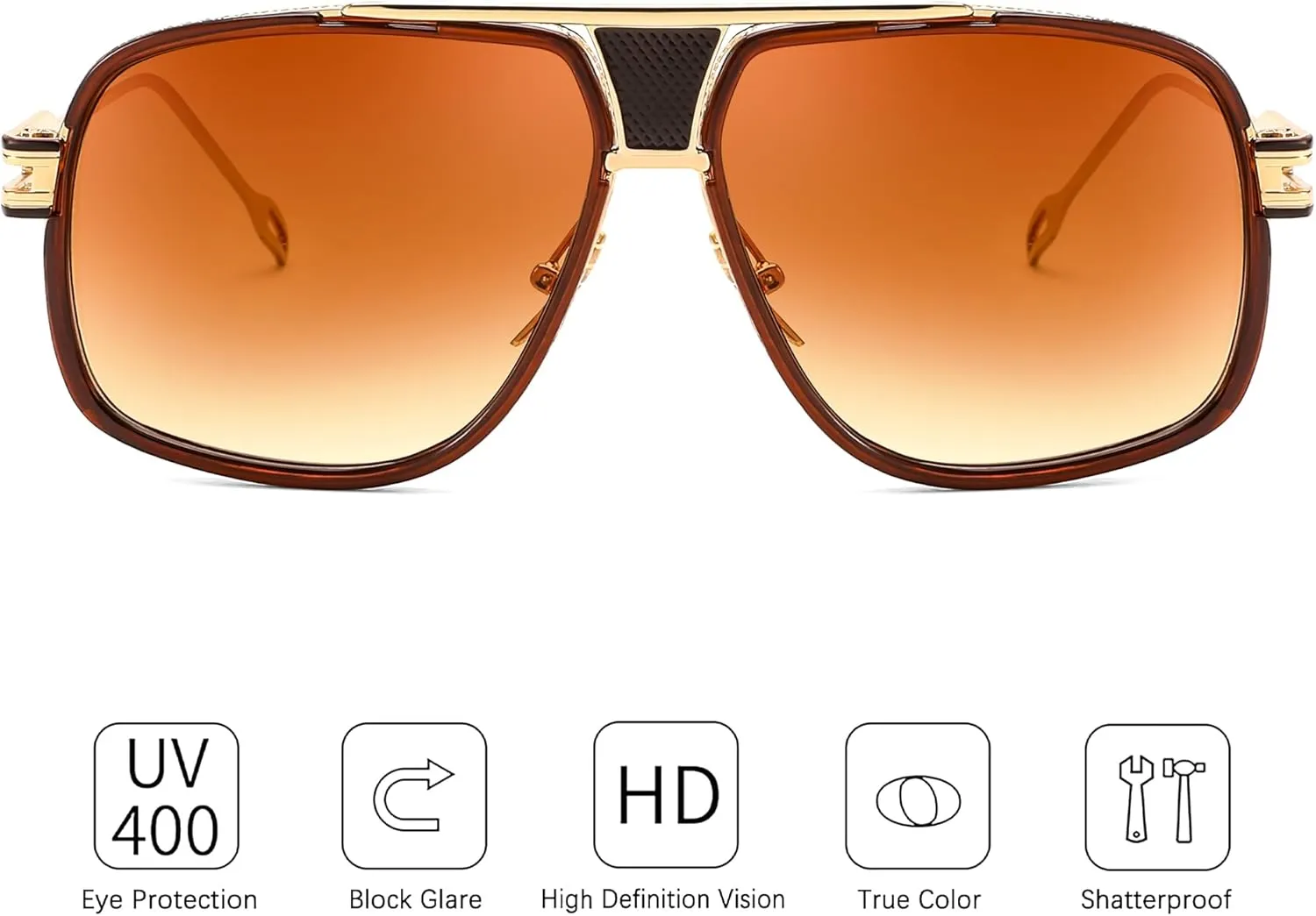 FEISEDY Sunglasses Mens Oversized Retro Metal Steampunk Shades Sunnies Fishing Driving B0272