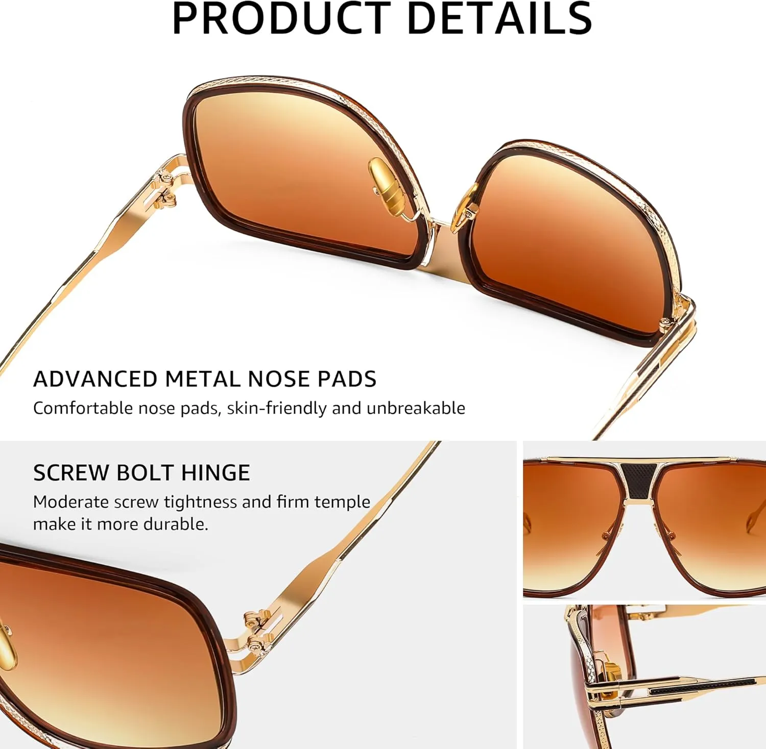 FEISEDY Sunglasses Mens Oversized Retro Metal Steampunk Shades Sunnies Fishing Driving B0272