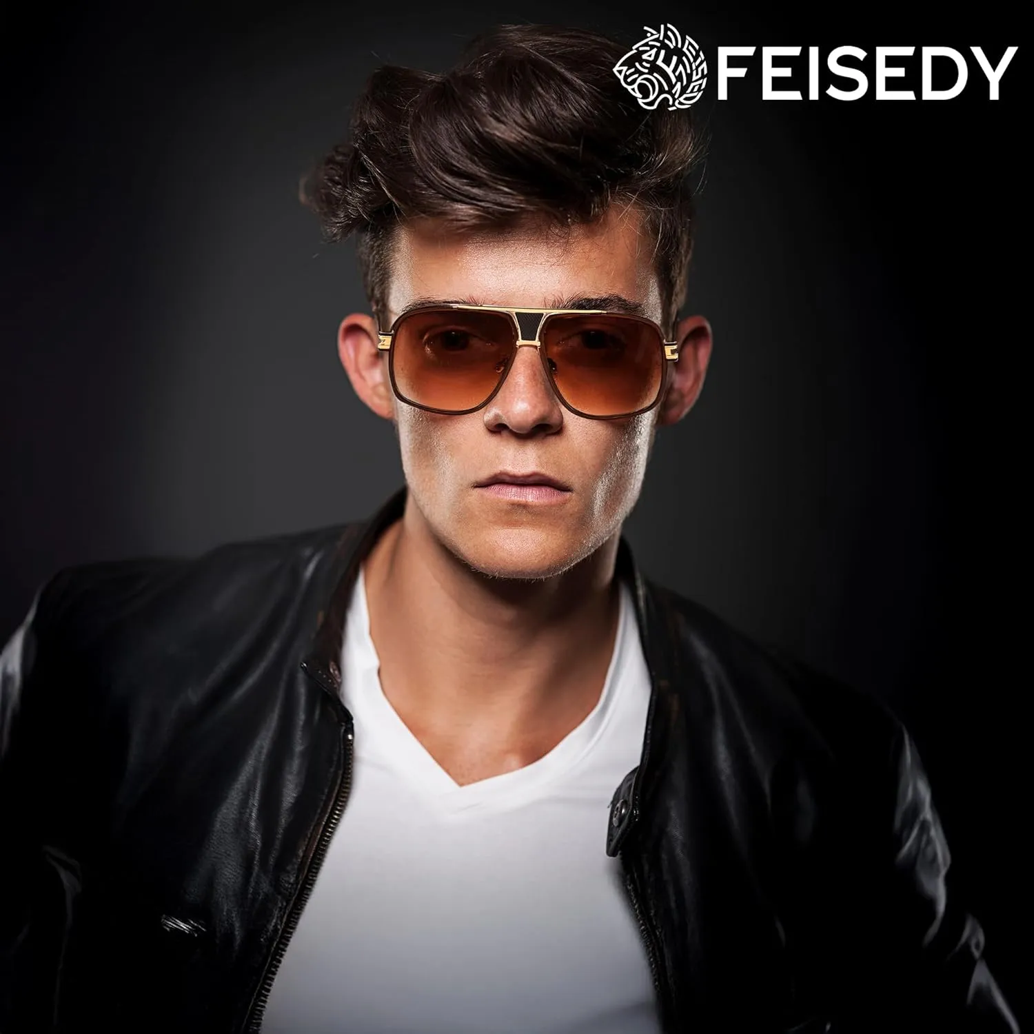FEISEDY Sunglasses Mens Oversized Retro Metal Steampunk Shades Sunnies Fishing Driving B0272