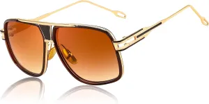 FEISEDY Sunglasses Mens Oversized Retro Metal Steampunk Shades Sunnies Fishing Driving B0272