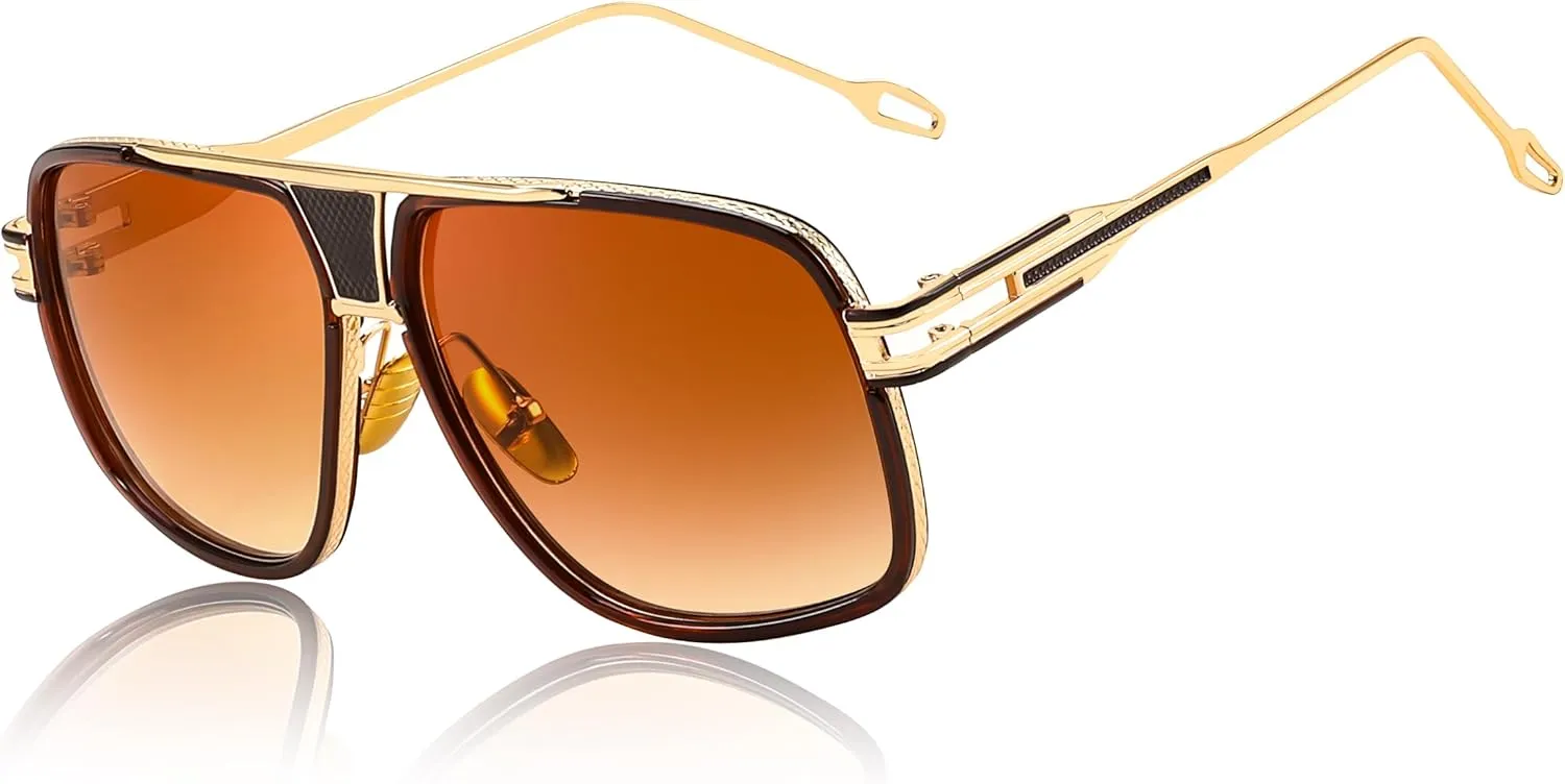 FEISEDY Sunglasses Mens Oversized Retro Metal Steampunk Shades Sunnies Fishing Driving B0272