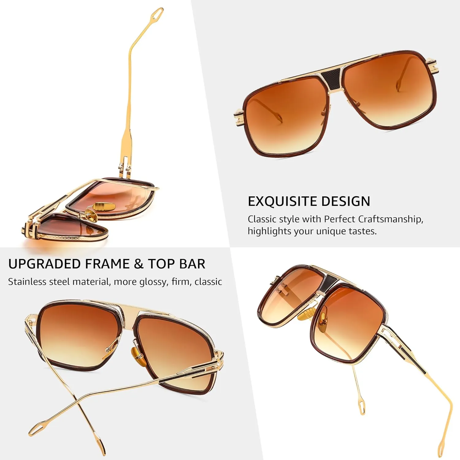 FEISEDY Sunglasses Mens Oversized Retro Metal Steampunk Shades Sunnies Fishing Driving B0272