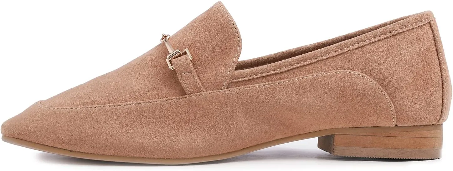 FEVERSOLE Women's Fashion Dress Comfort Low Heel Office Penny Loafer Flats