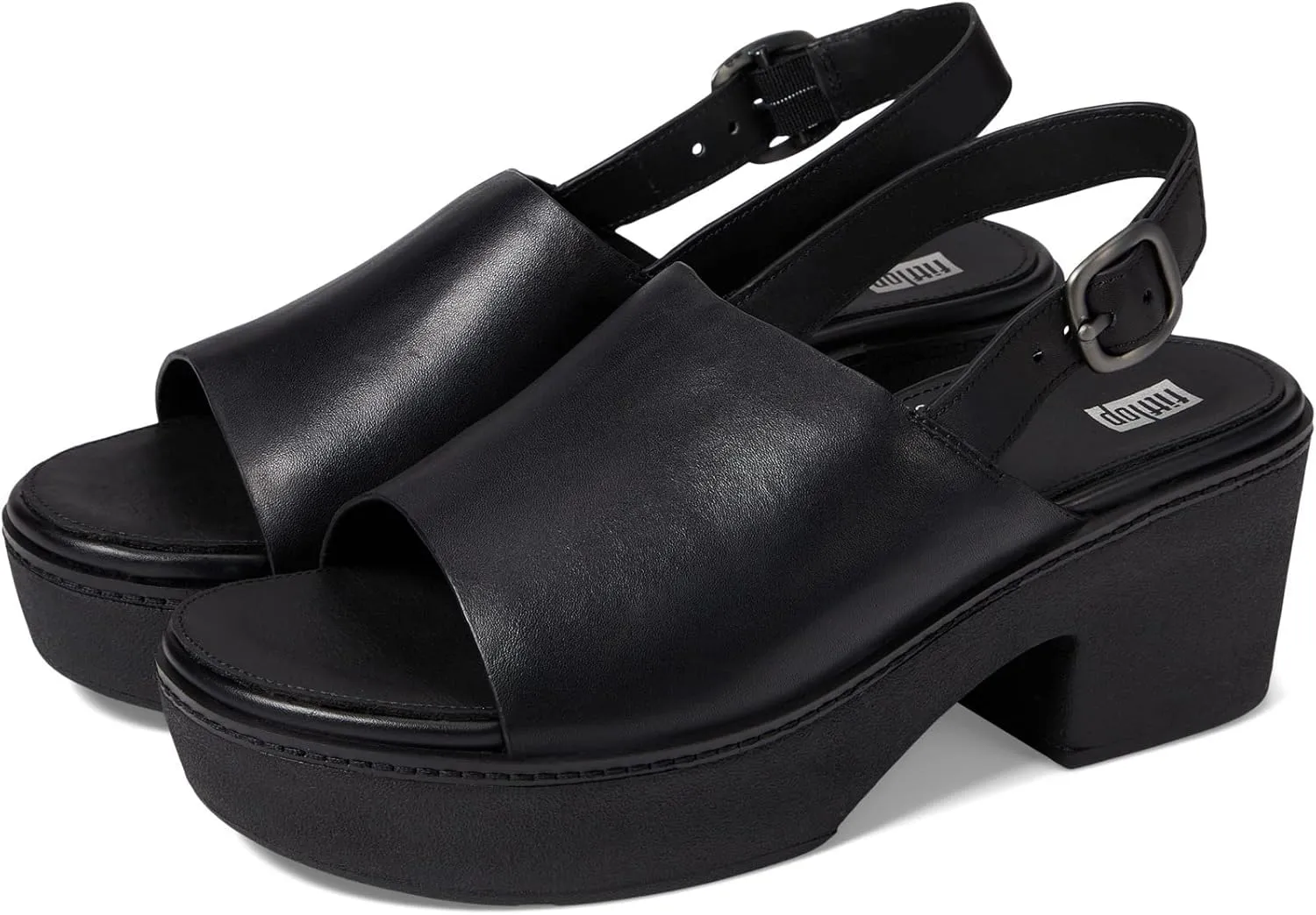 FitFlop Pilar Leather Back-Strap Platform Mule Sandals