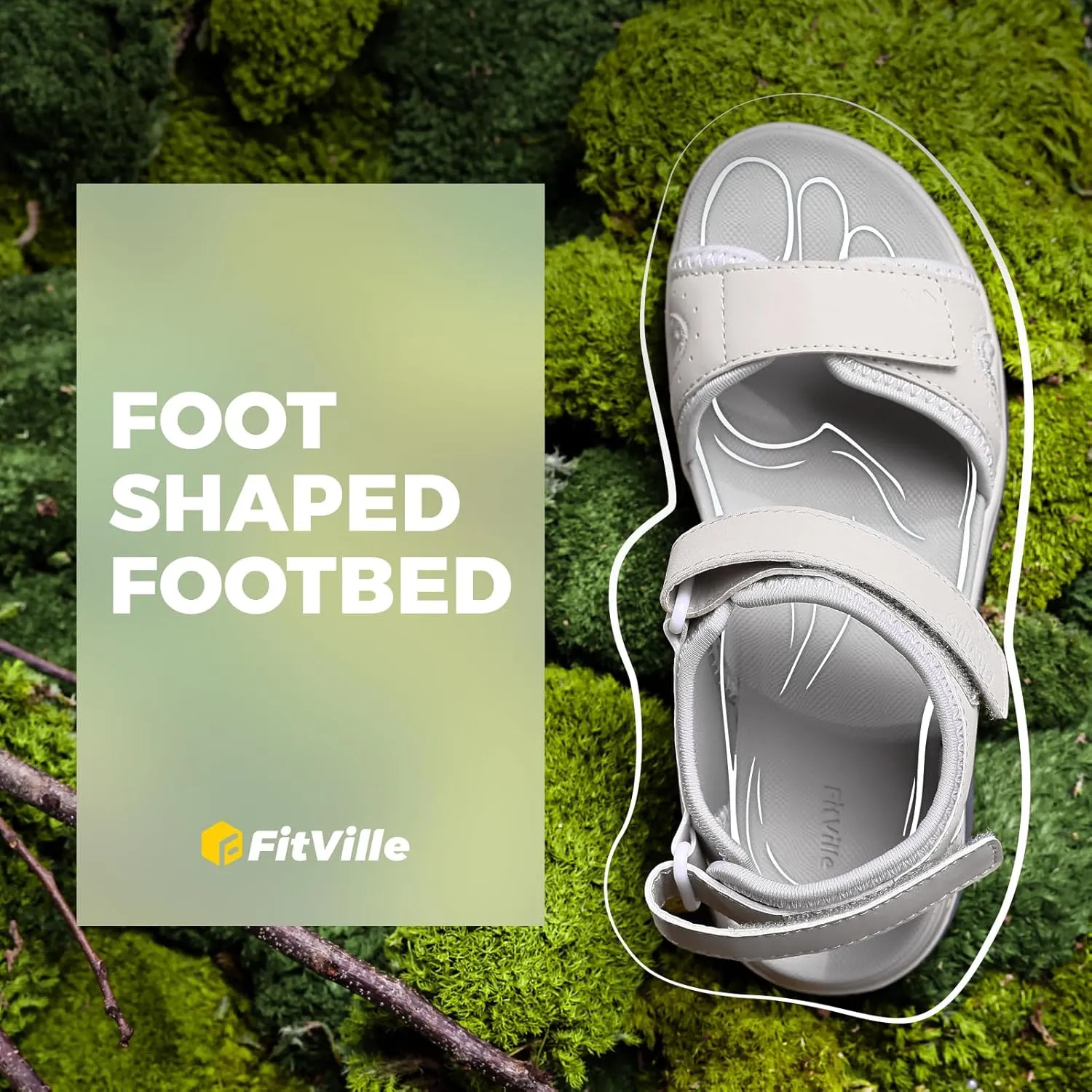 FitVille Women's Orthopedic Wide Sandals Strappy Arch Support Flat Sandals for Plantar Fasciitis & Swollen Feet | Adjustable Ankle Strap