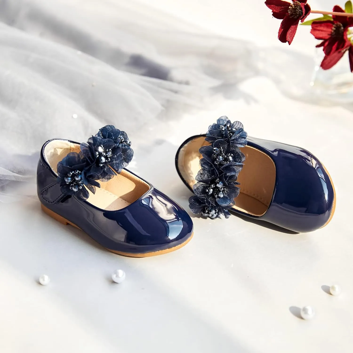 Flaryzone Toddler/Little Girls' Ballerina Flat Mary Jane Princess Dress Shoes - Wedding School Party