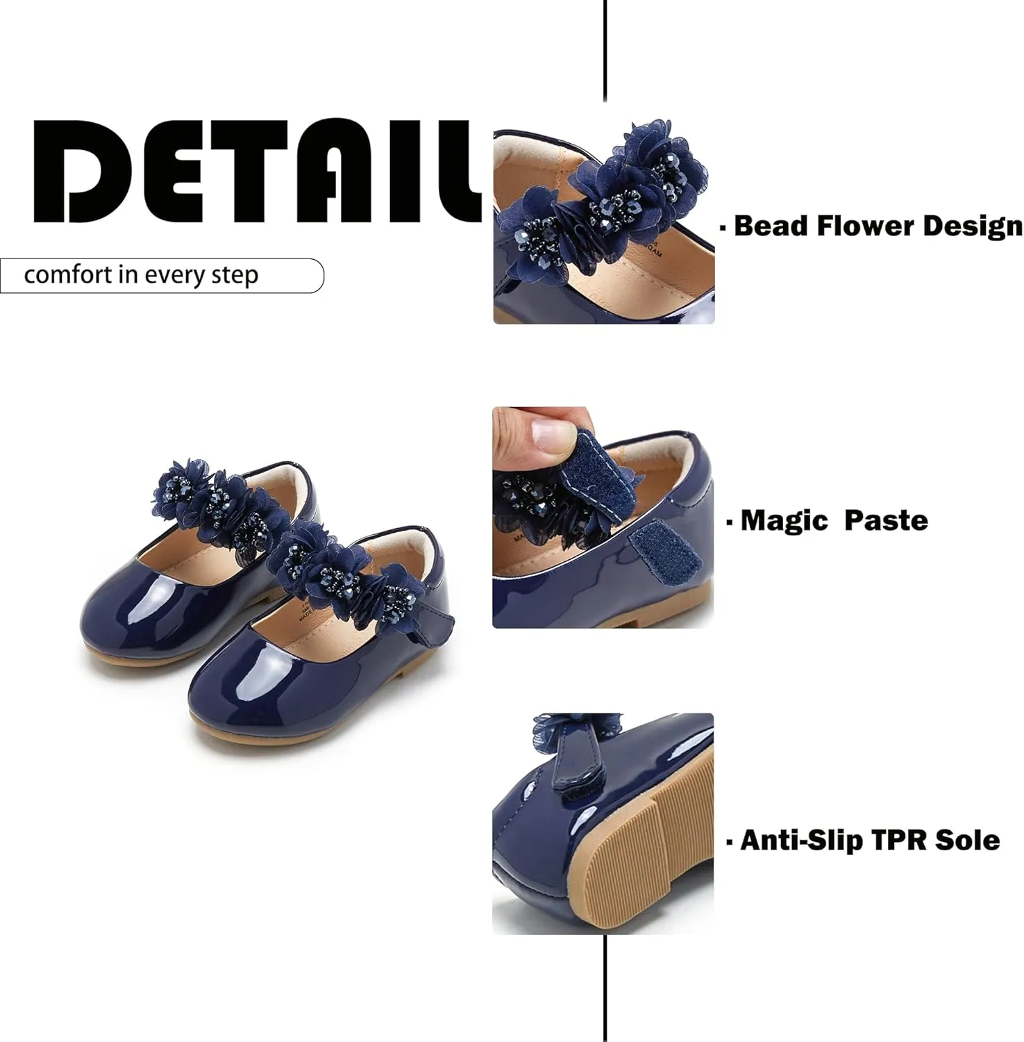 Flaryzone Toddler/Little Girls' Ballerina Flat Mary Jane Princess Dress Shoes - Wedding School Party