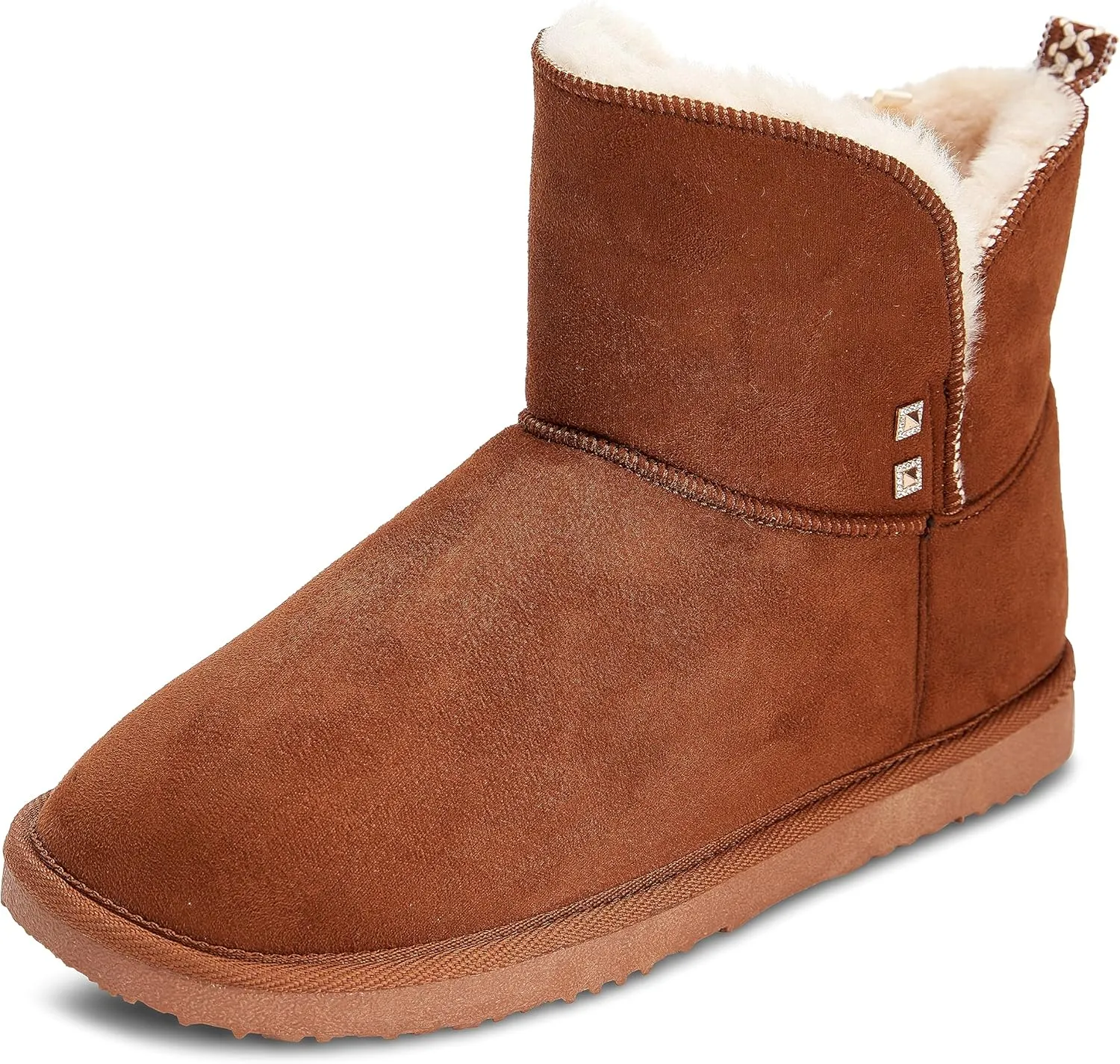 Floopi Warm Winter Boots for Women- Classic Ankle Cut, Eco-Friendly Suede Exterior, Faux Fur- Plush Interior- Anti-Skid Flat Sole, Casual Everyday Wear