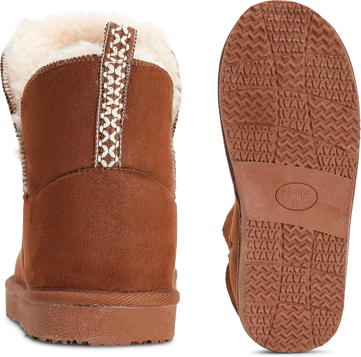 Floopi Warm Winter Boots for Women- Classic Ankle Cut, Eco-Friendly Suede Exterior, Faux Fur- Plush Interior- Anti-Skid Flat Sole, Casual Everyday Wear