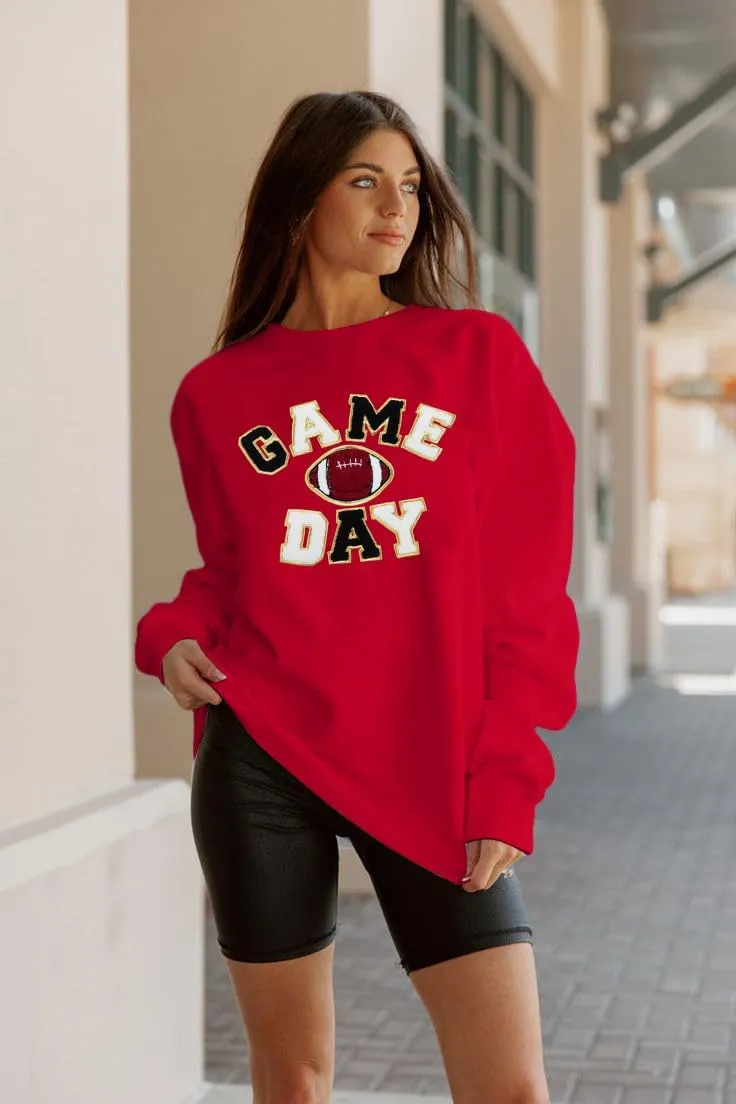 FLOYU Women Sunday Funday Sweatshirt Cute Football Graphic Pullover Game Day Weekend Tops Casual Football Season Shirt