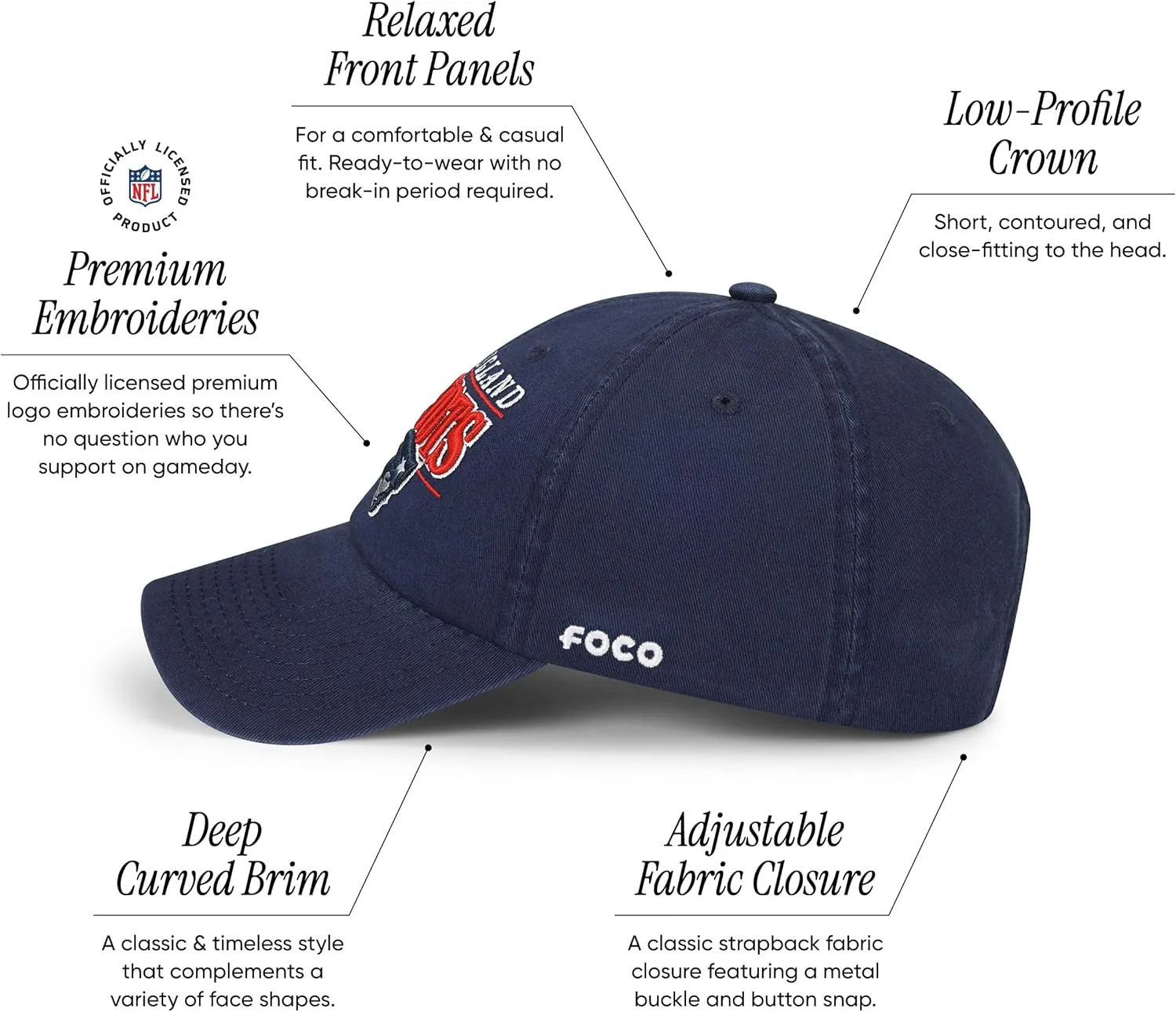 FOCO Men's NFL Team Logo Signature Bars Casual Hat Caps
