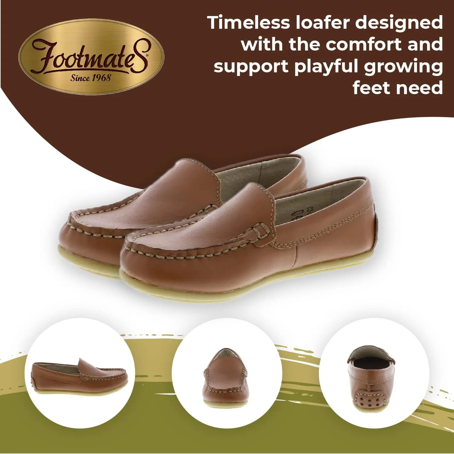 FOOTMATES Brooklyn Slip-On Penny Loafer Boys Shoes, Girls Shoes, with Wide Toe Box and Custom-Fit Insoles, Non-Marking Outsoles - for Toddlers, Little Kids, and Big Kids, Ages 1-12