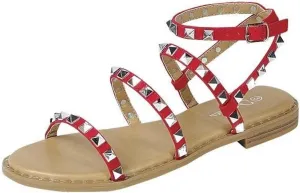 Forever Link Womens Flat Studded Over the Toe Strap Sandals