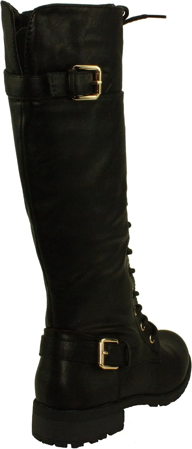 Forever Women's Mango-27 Round Toe Low Heel Knee High Boots